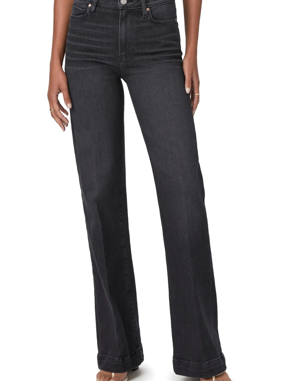 PAIGE Leenah wide leg washed black jeans -  size 28